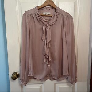 LOFT Women's Blush Blouse with Neck Tie